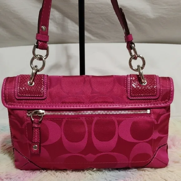 FIRM PRICE! Authentic Coach Y2K Pink/Fuschia Peyton Sateen Shoulder Bag Hangtag - Picture 4 of 16